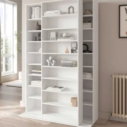 Bücherregal Bento - 117x44x179cm - mit Schiebeelement - weiß