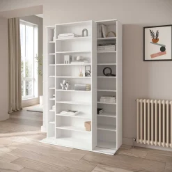 Bücherregal Bento - 117x44x179cm - mit Schiebeelement - weiß