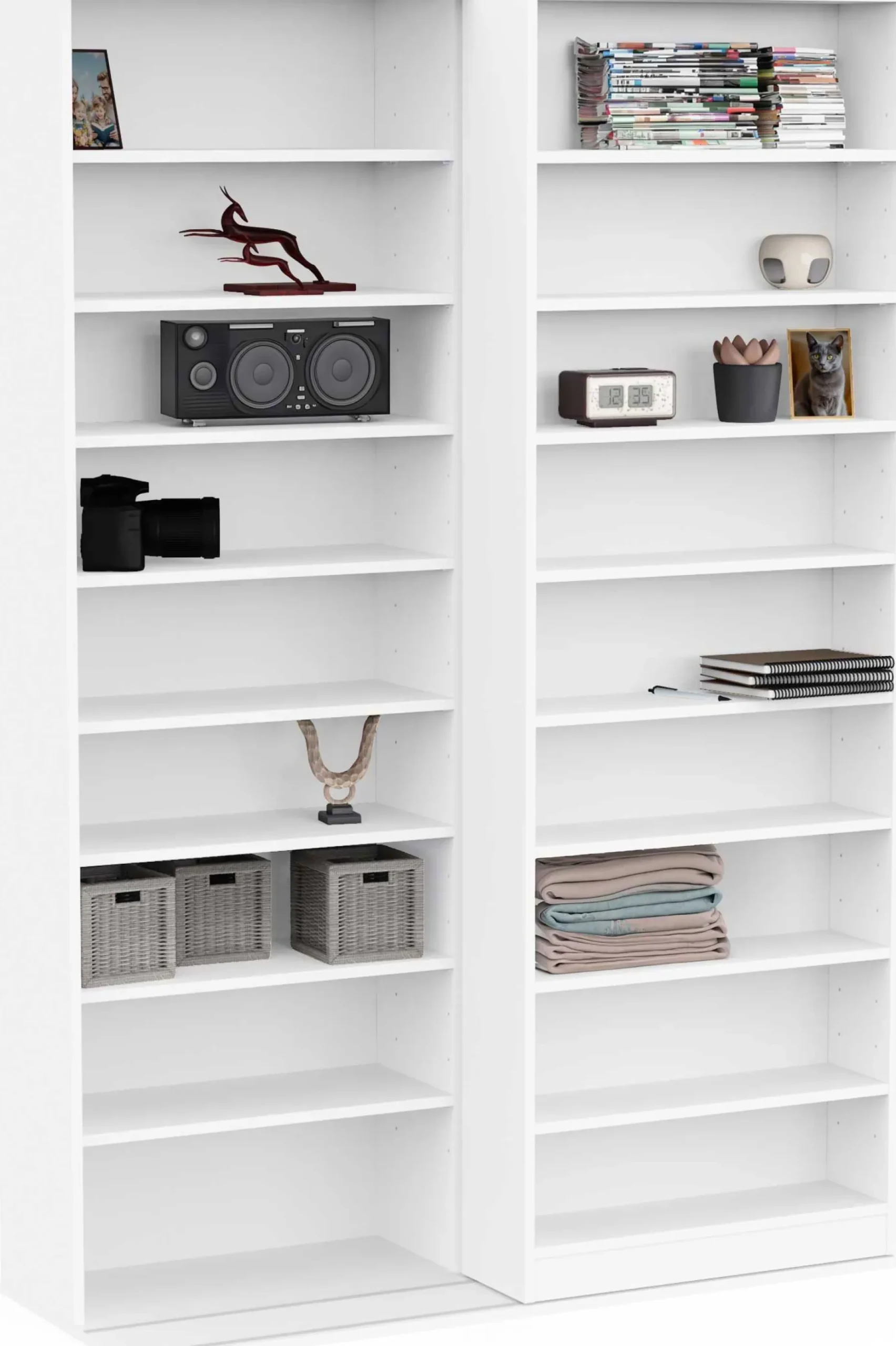 Bücherregal Bento - 117x44x179cm - mit Schiebeelement - weiß