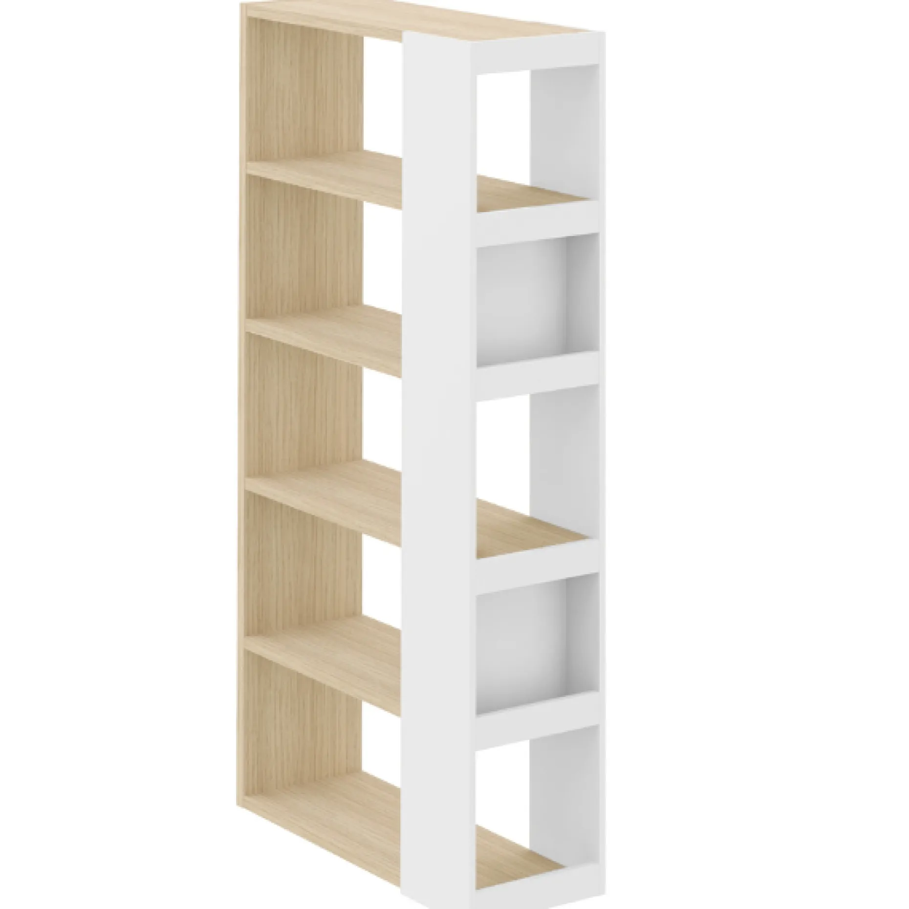 Bücherregal Ellana 7 offene Fächer - Eiche hell/weiß
