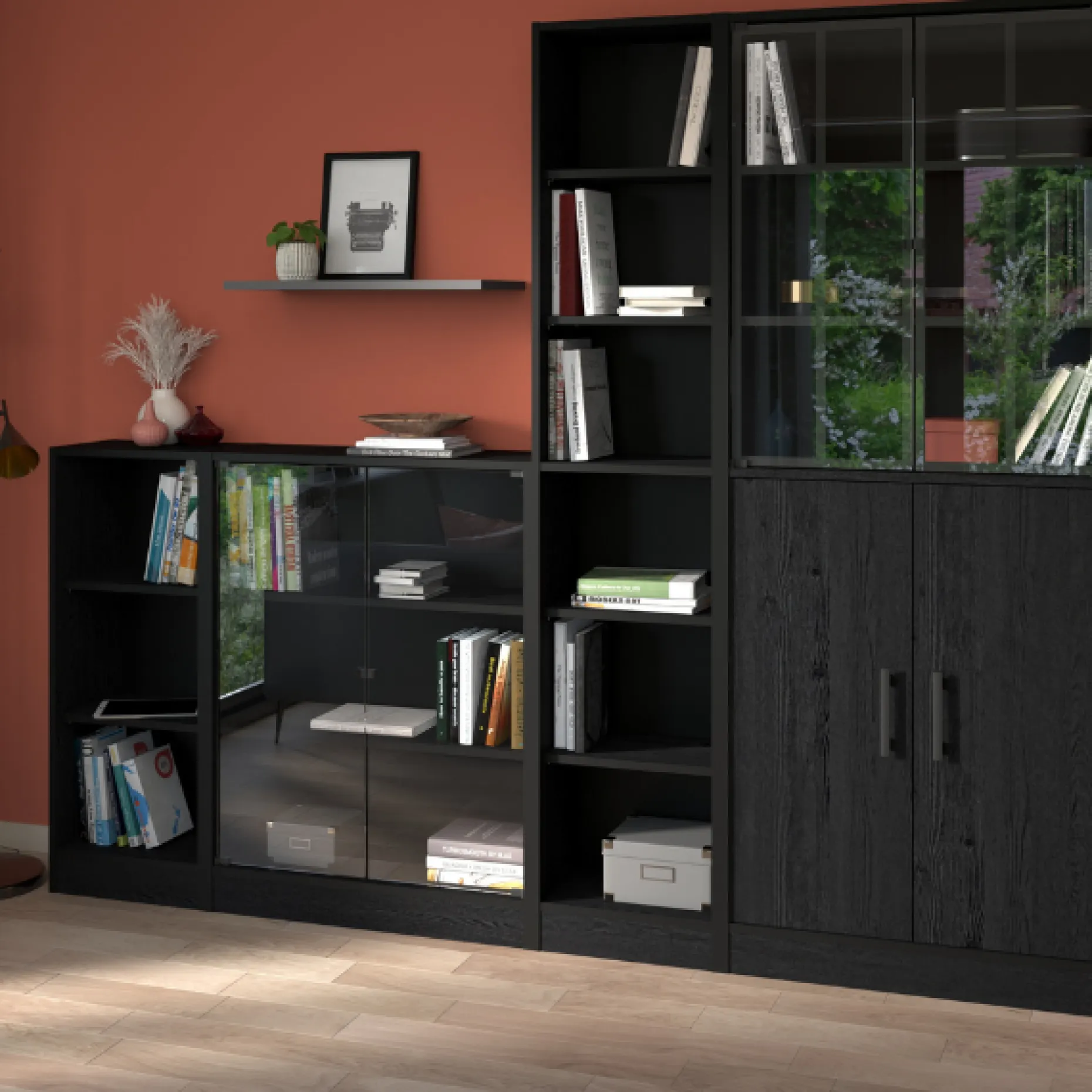 Bücherregal Hobby 104 cm-2 Fachböden-schwarz