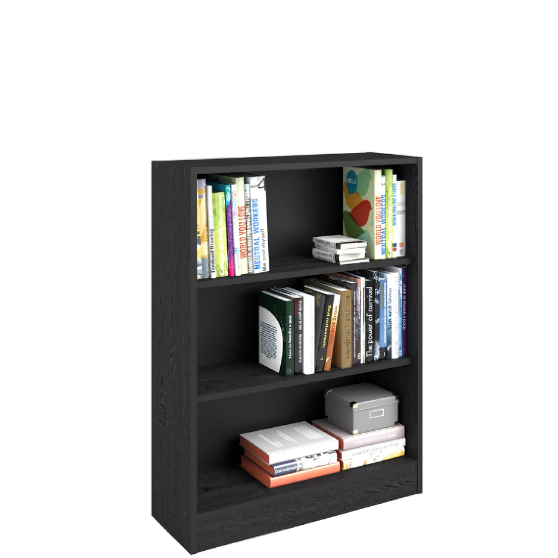 Bücherregal Hobby 104 cm-2 Fachböden-schwarz
