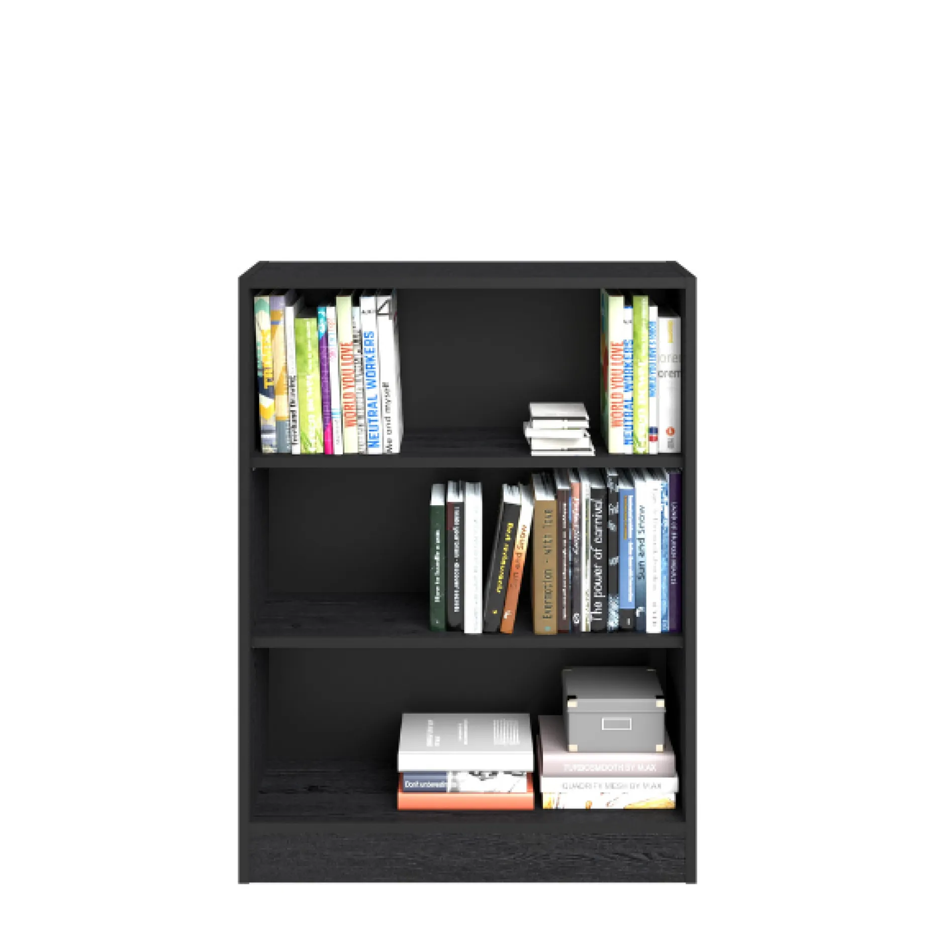 Bücherregal Hobby 104 cm-2 Fachböden-schwarz