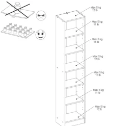 Bücherregal Hobby Länge 41 cm-5 Fachböden Eiche