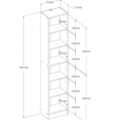 Bücherregal Hobby Länge 41 cm-5 Fachböden Eiche
