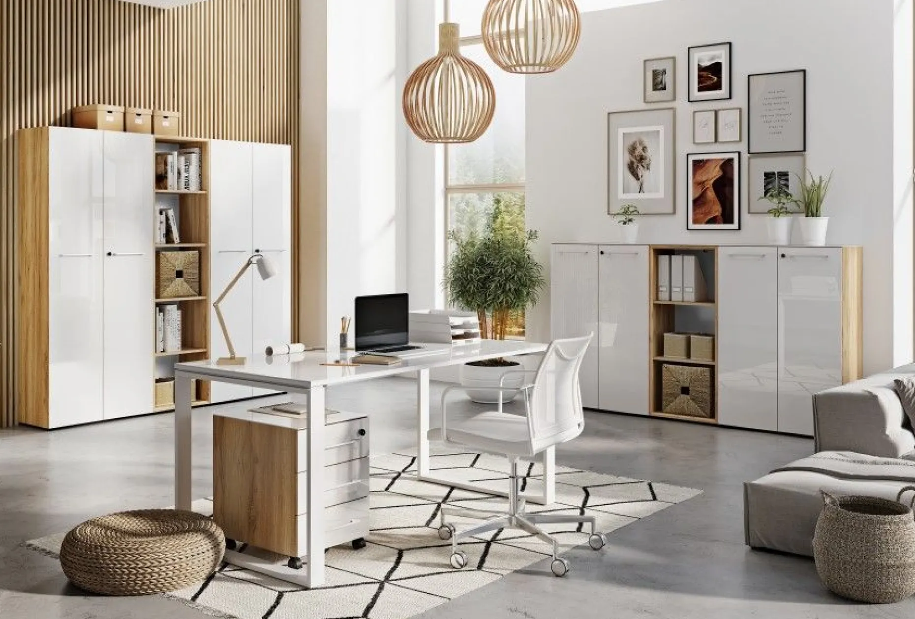 Bücherregal Mouna 50cm - Eiche/Weiß