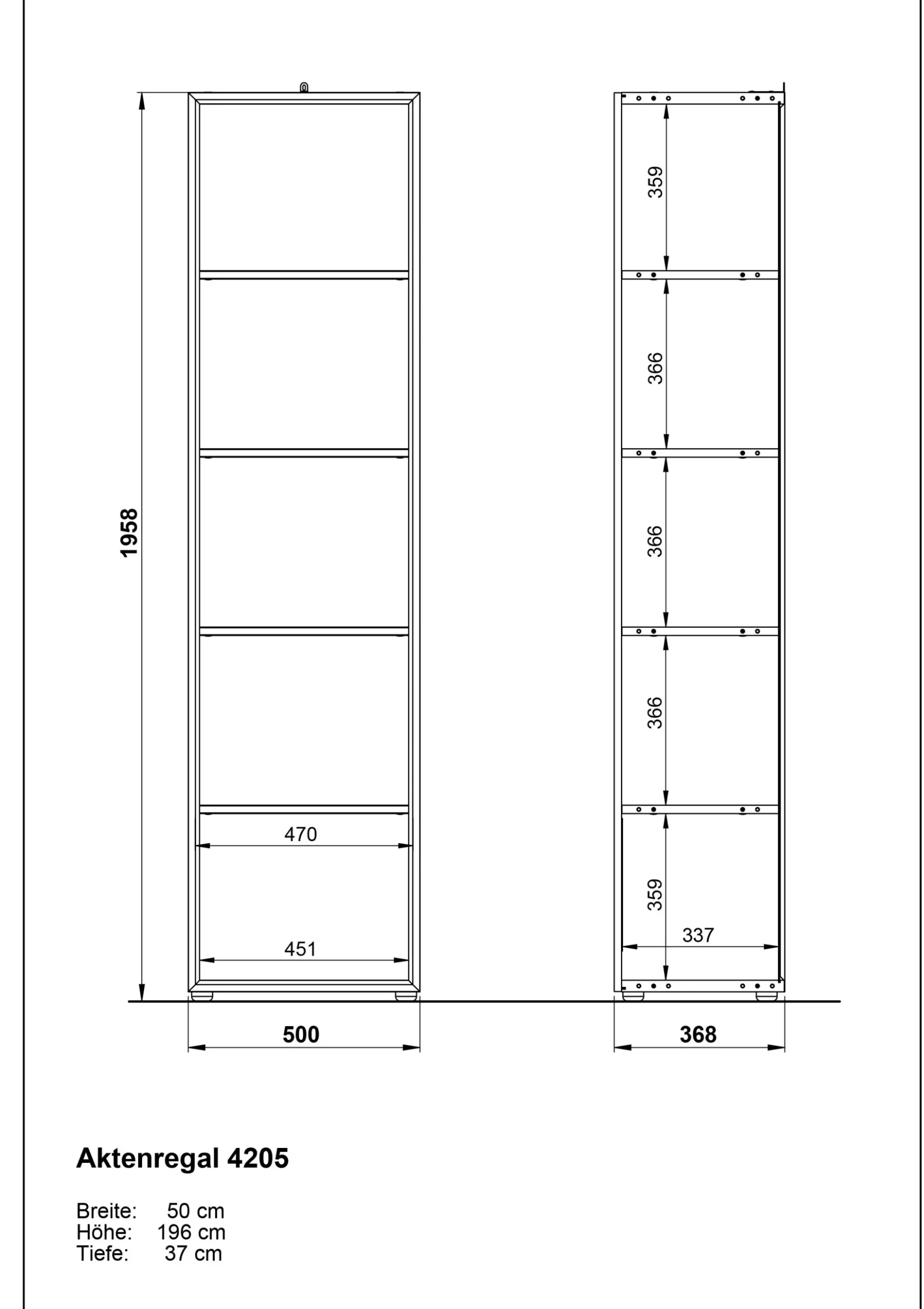 Bücherregal Mouna 50cm - Eiche/Weiß