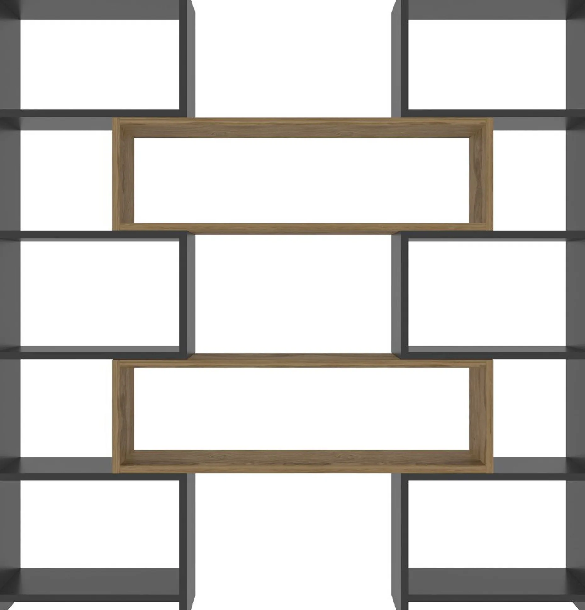 Bücherregal Poyraz - 100% MELAMINE - Schwarz - 163,5 x 150 x 22 cm