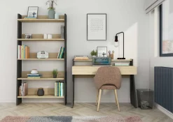 Bücherregal Quinty 95cm 5 Fachböden - grau/ Eiche Dekor