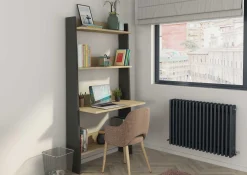 Trasman Bücherregal Quinty mit Laptoptisch 95cm 3 Fachböden - Eiche Dekor/grau