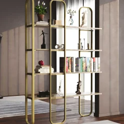 Bücherregal Sierra - 100% MELAMINE - Gelb - 124 x 182 x 26 cm