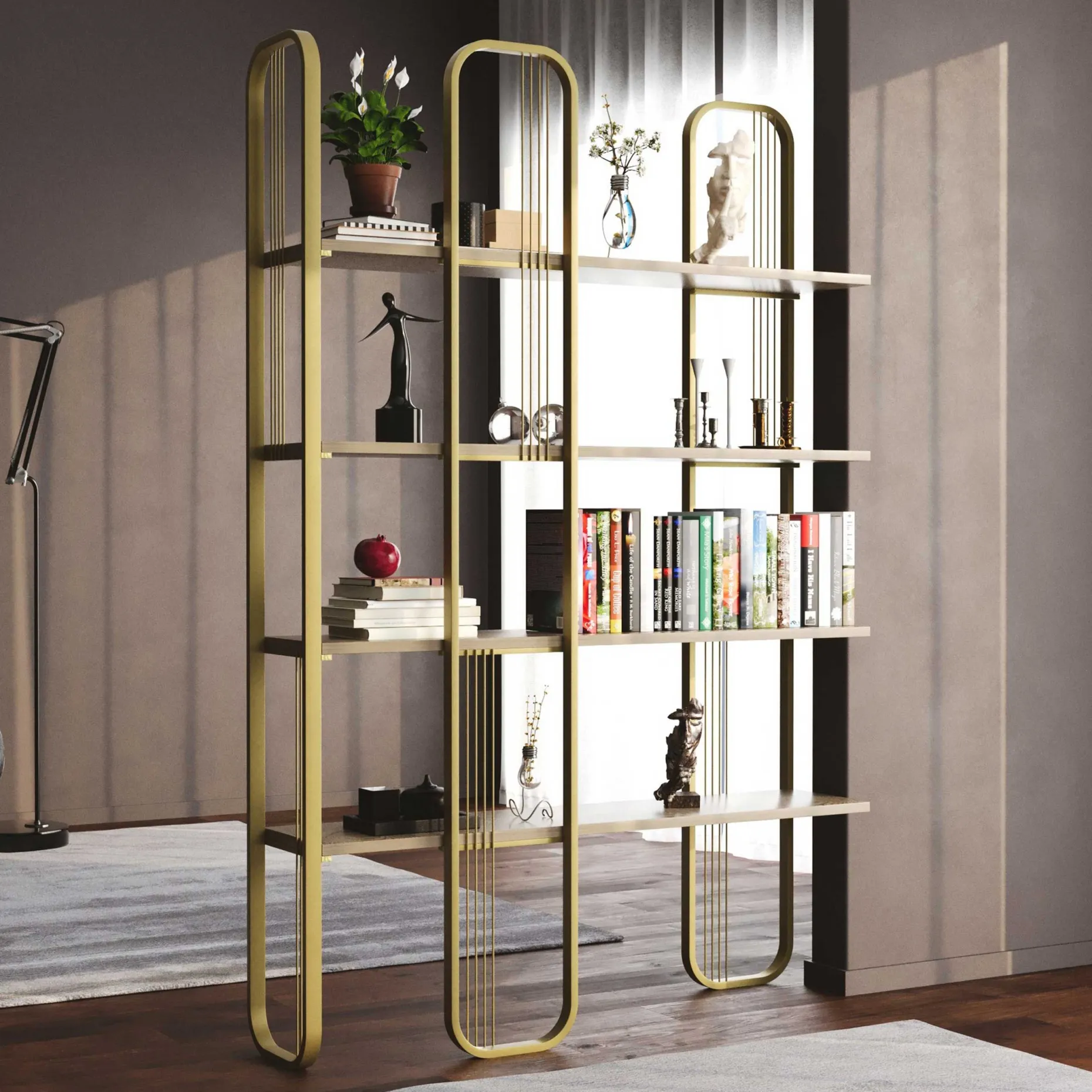 Bücherregal Sierra - 100% MELAMINE - Gelb - 124 x 182 x 26 cm