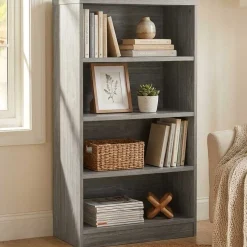 Bücherregal Spacio 72cm mit 3 Fachböden - Eiche grau