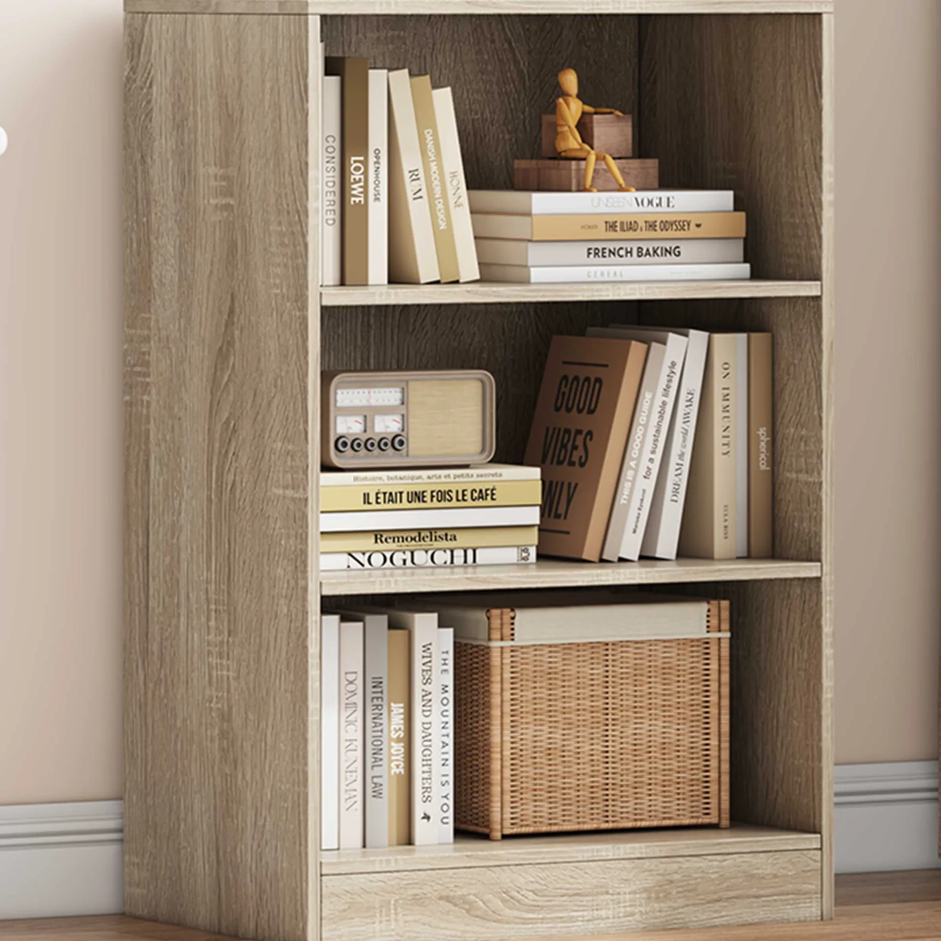Bücherregal Stacy 55 cm 2 Fachböden-sonoma Eiche