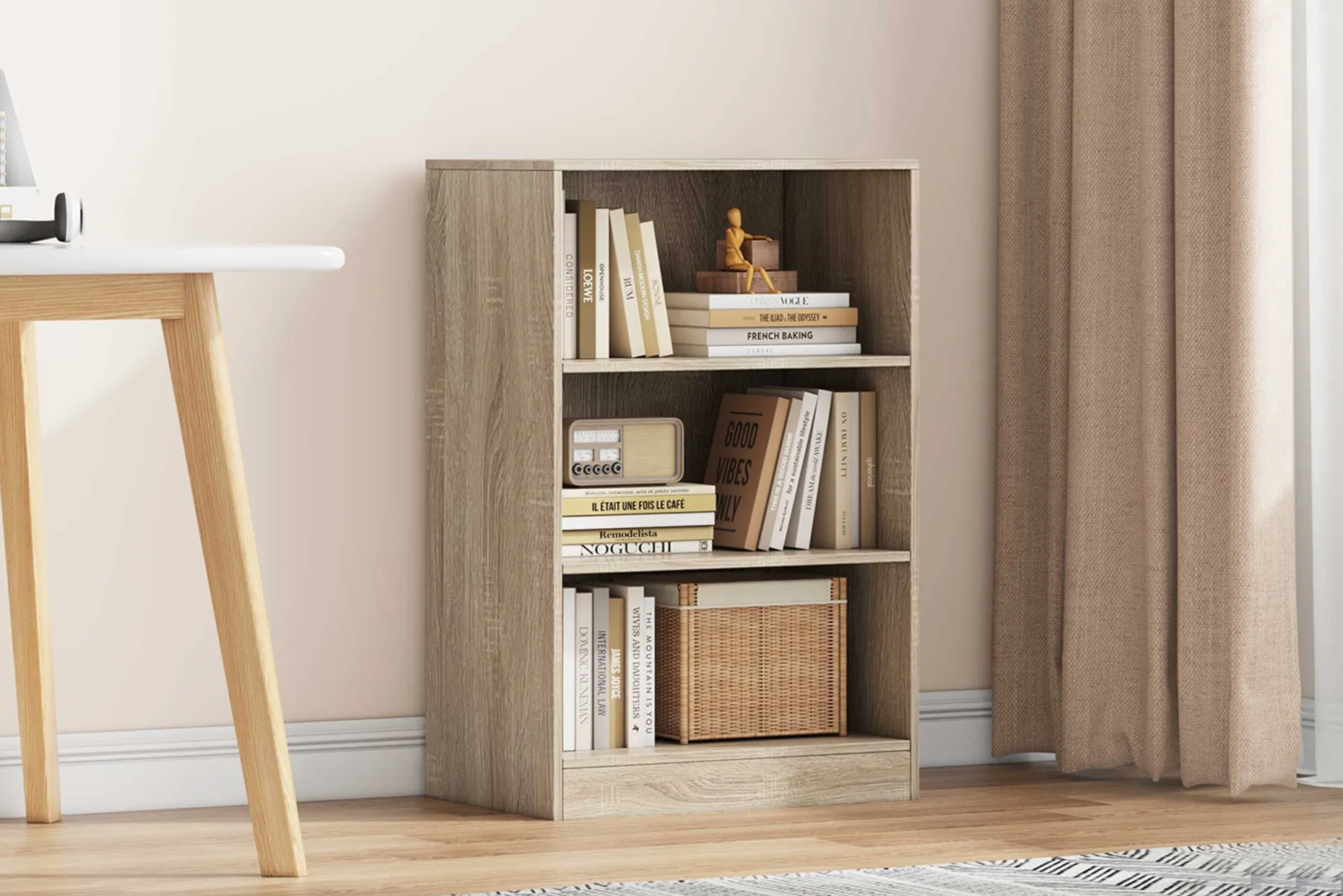Bücherregal Stacy 55 cm 2 Fachböden-sonoma Eiche
