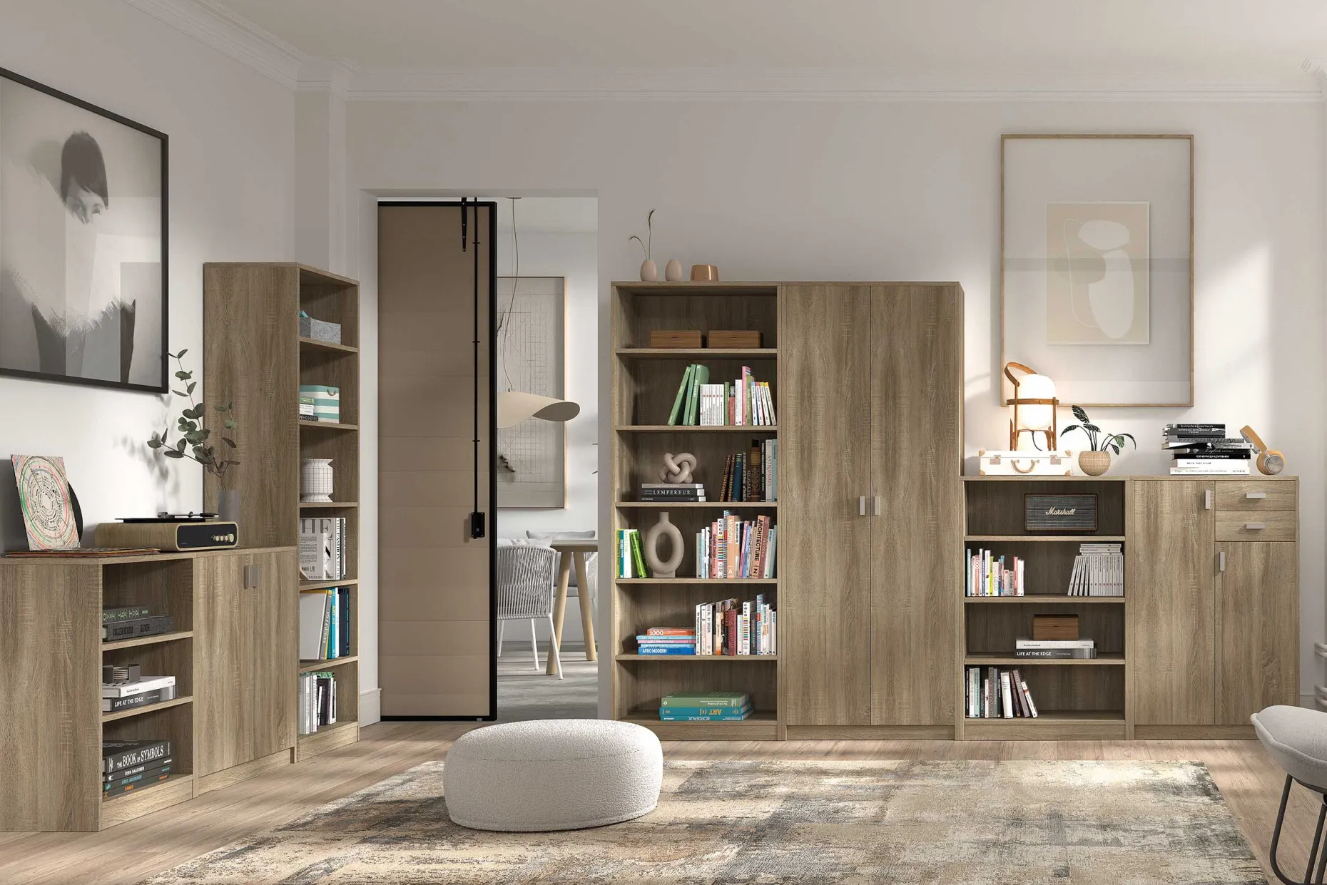 Bücherregal Stacy 55 cm 2 Fachböden-sonoma Eiche