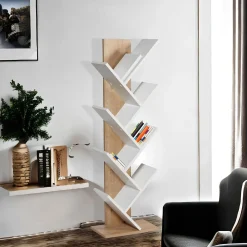 Bücherregal Tuval 066 - 100% MELAMINE - Eiche - 46 x 129,8 x 22 cm