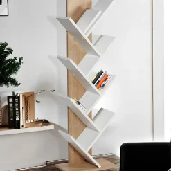 Bücherregal Tuval 066 - 100% MELAMINE - Eiche - 46 x 129,8 x 22 cm