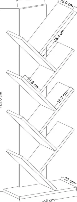 Bücherregal Tuval 066 - 100% MELAMINE - Eiche - 46 x 129,8 x 22 cm