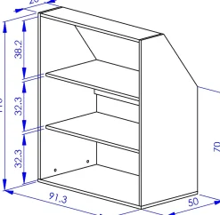 Bücherregal Under - 91x50x110cm - weiß