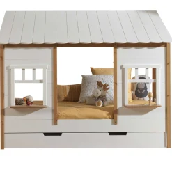 Bedhouse Odense mit Bettkasten 90x200 MDF - weiß/Kiefernholz