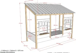 Bedhouse Odense mit Bettkasten 90x200 MDF - weiß/Kiefernholz