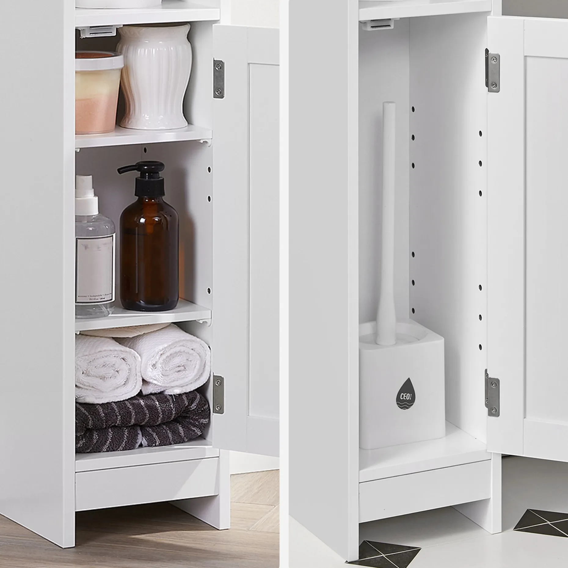 Beistellschrank Maddy | 18 x 20 x 80 cm | Weiß