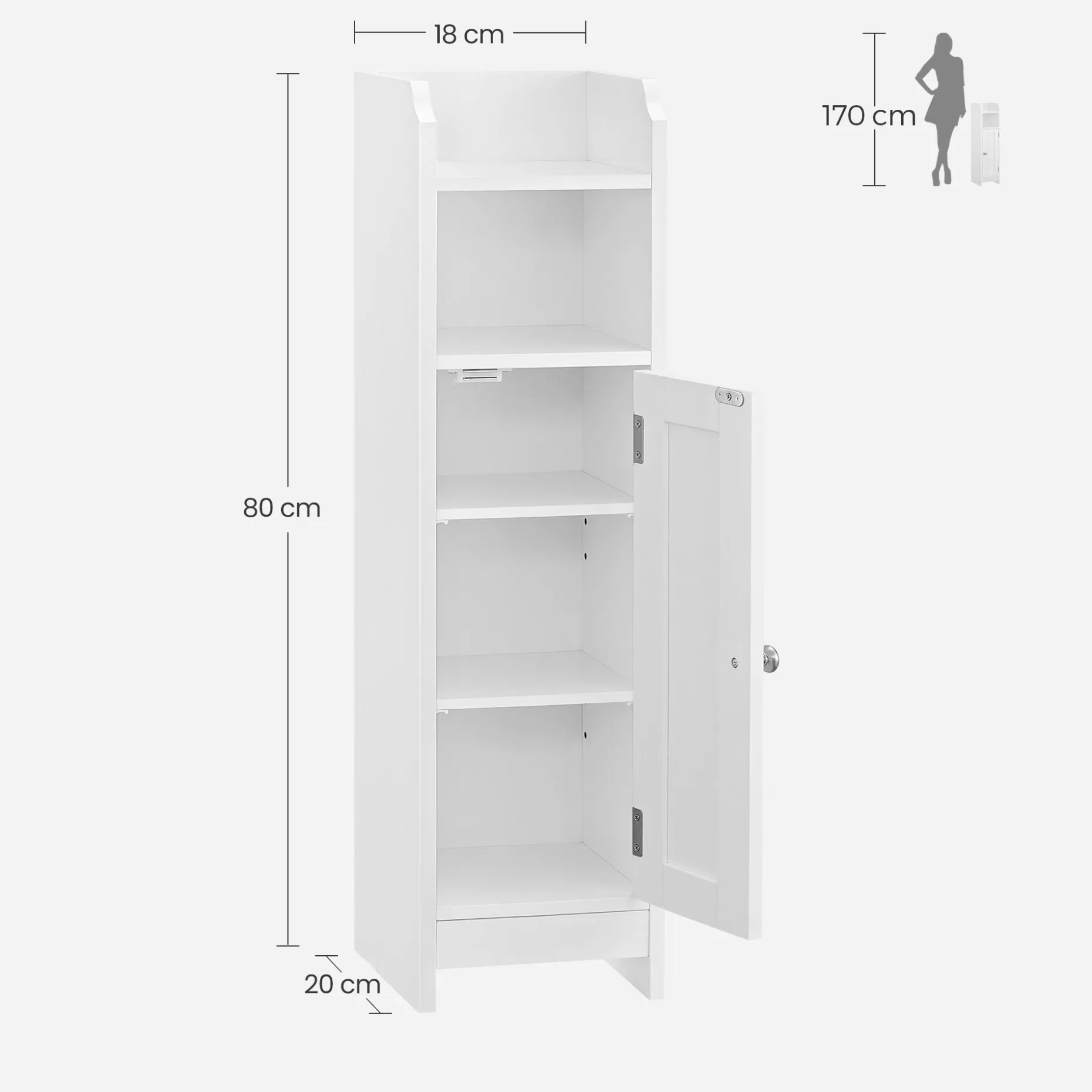 Beistellschrank Maddy | 18 x 20 x 80 cm | Weiß