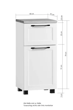 Beistellschrank Meran | 40 x 35 x 79 cm | Weiß