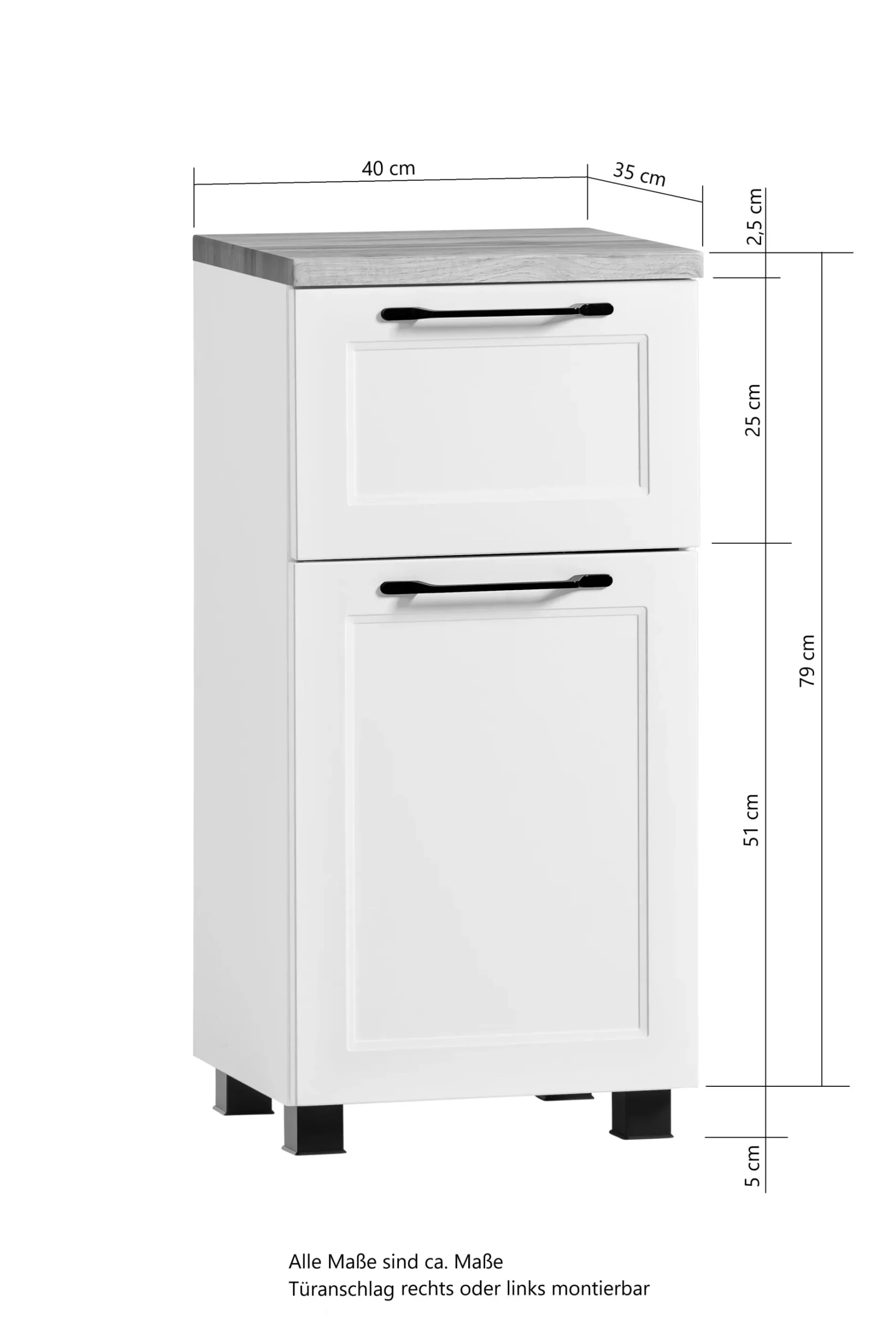Beistellschrank Meran | 40 x 35 x 79 cm | Weiß