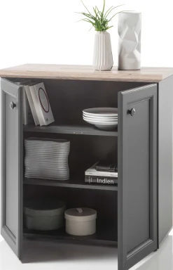 Beistellschrank Norah 82cm mit 2 Türen - grau/braun