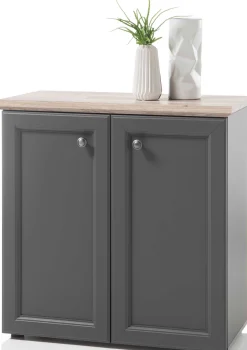Beistellschrank Norah 82cm mit 2 Türen - grau/braun