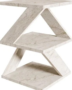 Emob Beistelltisch Albeni - 100% MELAMINE - Travertin - 29,6 x 54,2 x 29,6 cm
