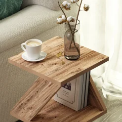 Emob Beistelltisch Albeni - 100% MELAMINE - Atlantische Kiefer - 29,6 x 54,2 x 29,6 cm
