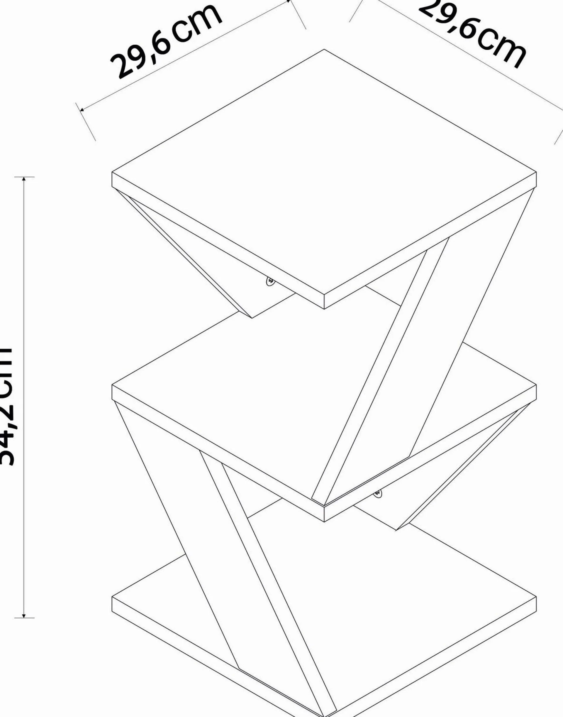 Emob Beistelltisch Albeni - 100% MELAMINE - Atlantische Kiefer - 29,6 x 54,2 x 29,6 cm