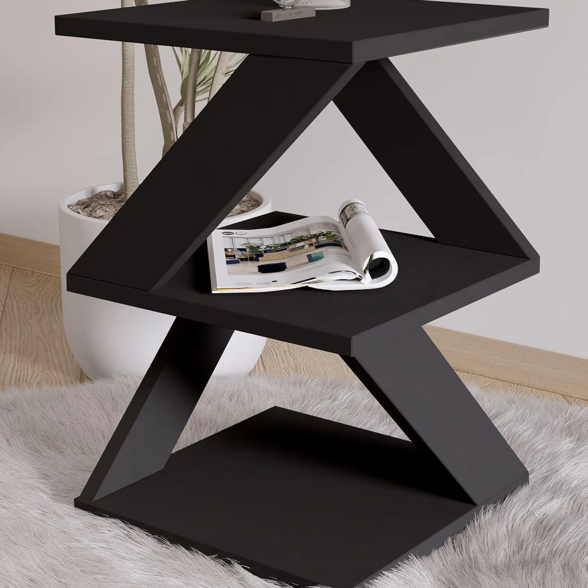 Emob Beistelltisch Albeni - 100% MELAMINE - - 29,6 x 54,2 x 29,6 cm