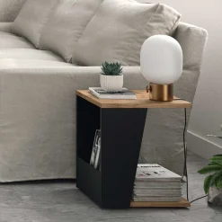 Temahome Beistelltisch Albi 40x40cm - Walnuss/schwarz