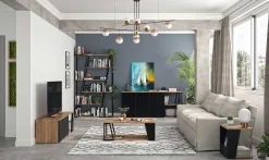 Temahome Beistelltisch Albi 40x40cm - Walnuss/schwarz