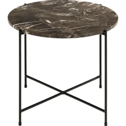 Emob Beistelltisch Avila Ø52 cm - brauner Marmor/schwarz