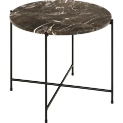 Emob Beistelltisch Avila Ø52 cm - brauner Marmor/schwarz