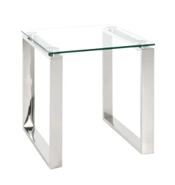 Haku Beistelltisch Bella - 42x42x45 cm - Stahl/Sicherheitsglas
