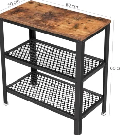 Vasagle Beistelltisch Bill 60x30 2 Ablagen - rustikal braun/schwarz