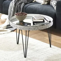 Haku Beistelltisch | Ø 65cm x 46 cm | Weiß/Glas
