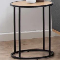 Emob Beistelltisch Dover ø40cm - schwarz/Wildeiche