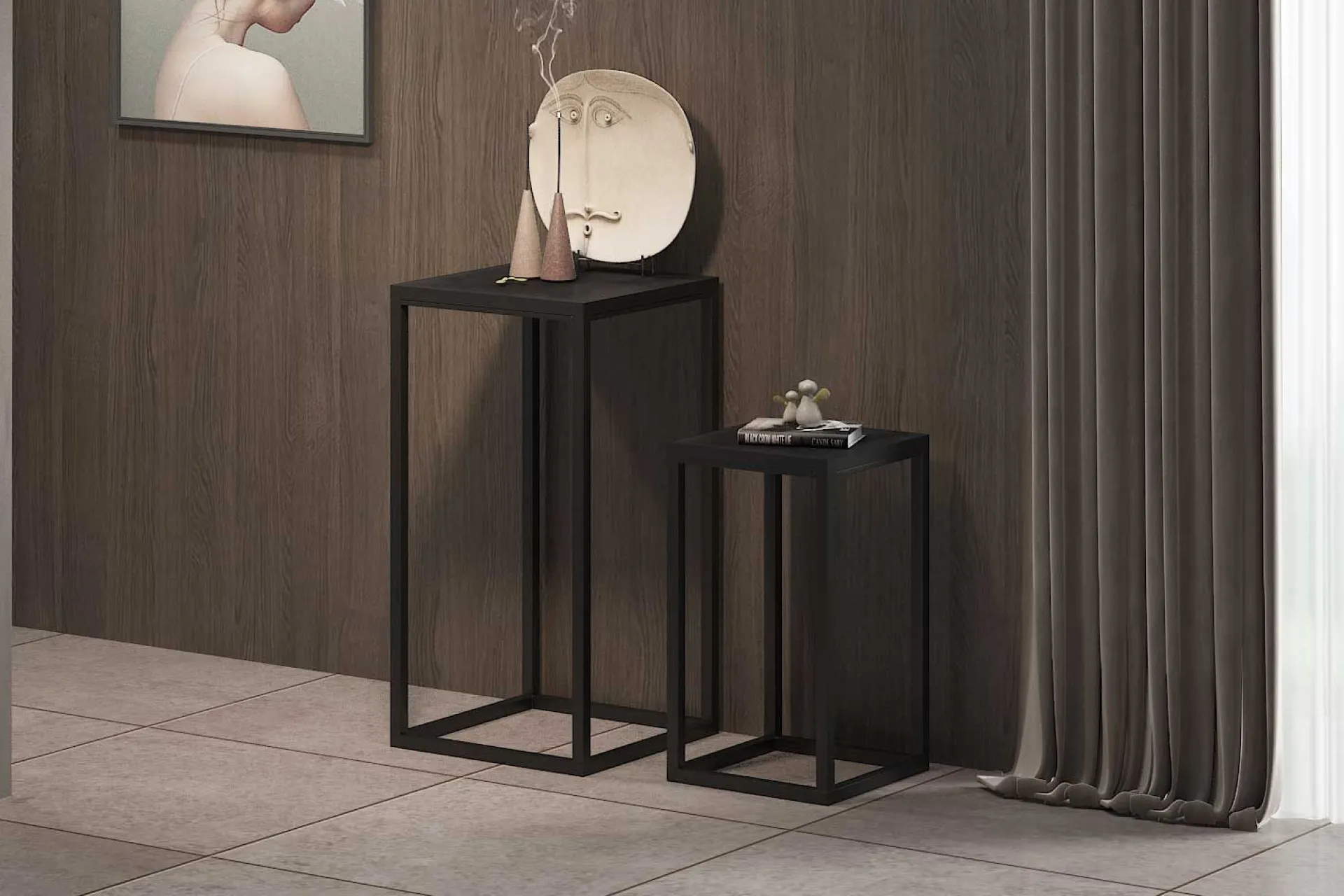 Rousseau Beistelltische Madeira 2er-Set - Metall und es Mangoholz