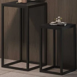 Rousseau Beistelltische Madeira 2er-Set - Metall und es Mangoholz