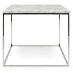 Temahome Beistelltisch Gleam 50x50 - weißer Marmor/Chrom