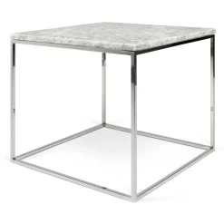 Temahome Beistelltisch Gleam 50x50 - weißer Marmor/Chrom