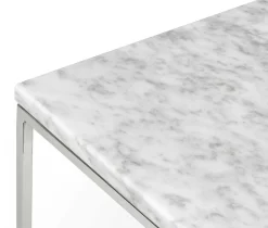Temahome Beistelltisch Gleam 50x50 - weißer Marmor/Chrom