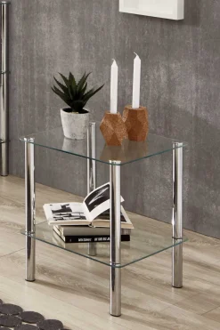 Haku Beistelltisch Heiko 39x39cm - Glas/Chrom